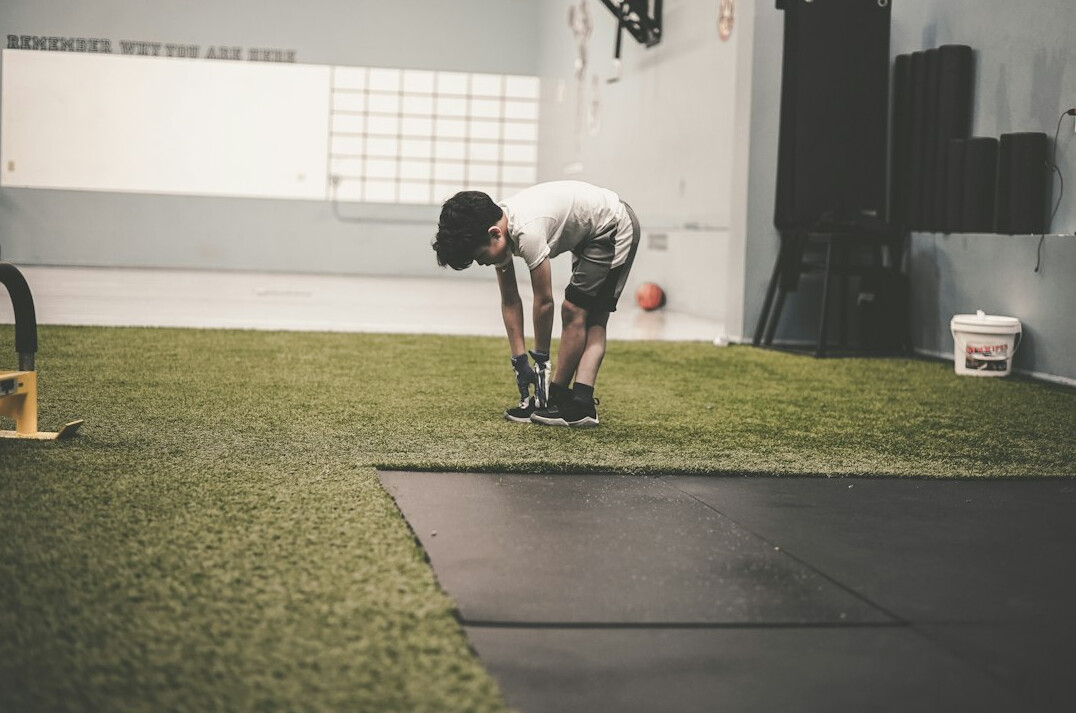 young athlete training hard